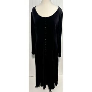 Amanda Smith Velvet Velour Long‎ Sleeve Maxi Dress Wednesday Style Black Size 12